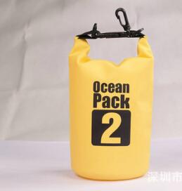The eprolo Aolikes 2L Ultralight Waterproof Dry Bag, in yellow with a black clip, stands upright against a neutral background. Perfect for camping, hiking, and water sports, it ensures your gear stays dry on any adventure.