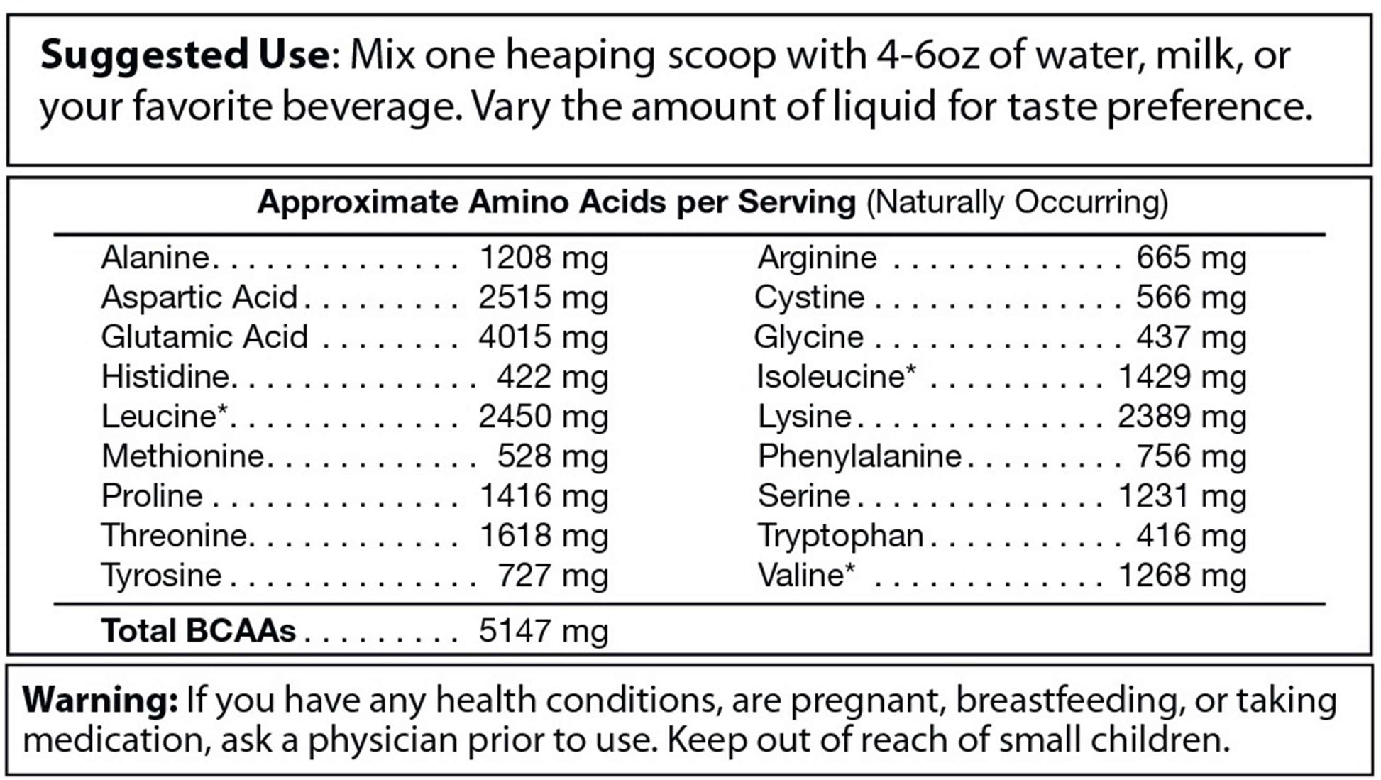 The nutritional label for PureEx Absolute Whey - Vanilla by Purex Nutrition lists approximate amino acids like Alanine and Arginine per serving, promoting muscle recovery. Mixing instructions and a health warning are provided at the top and bottom.