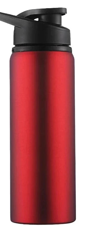The Ten Essentials Portable Stainless Steel Water Bottle, a 700ml sport and travel flask, boasts a sleek red design with a black flip-top lid. RED 1PC in a red box on the side enhances its stylish, practical appeal for outdoor sports.
