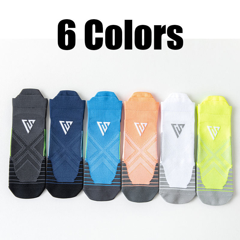 Six pairs of Modalysts womens compression sports socks in black, navy blue, light blue, orange, white, and neon yellow are shown with the text 6 Colors above. These socks are crafted for performance with moisture-wicking, anti-blister protection—ideal for running and hiking.