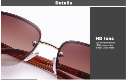 Close-up of eprolos Oversized Gradient Sunglasses Women featuring brown-tinted HD lenses with UV400 protection in a sleek alloy frame.