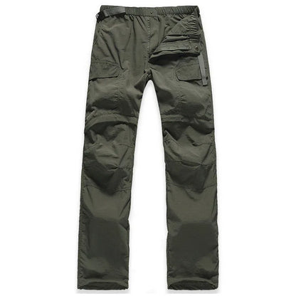 The NUONEKO Womens Convertible Hiking Pants by Ten Essentials, in olive green with an adjustable waistband and reinforced knees for durability, are displayed against a white background. Made from quick-dry fabric, these pants feature multiple pockets and are perfect for water-resistant hiking.