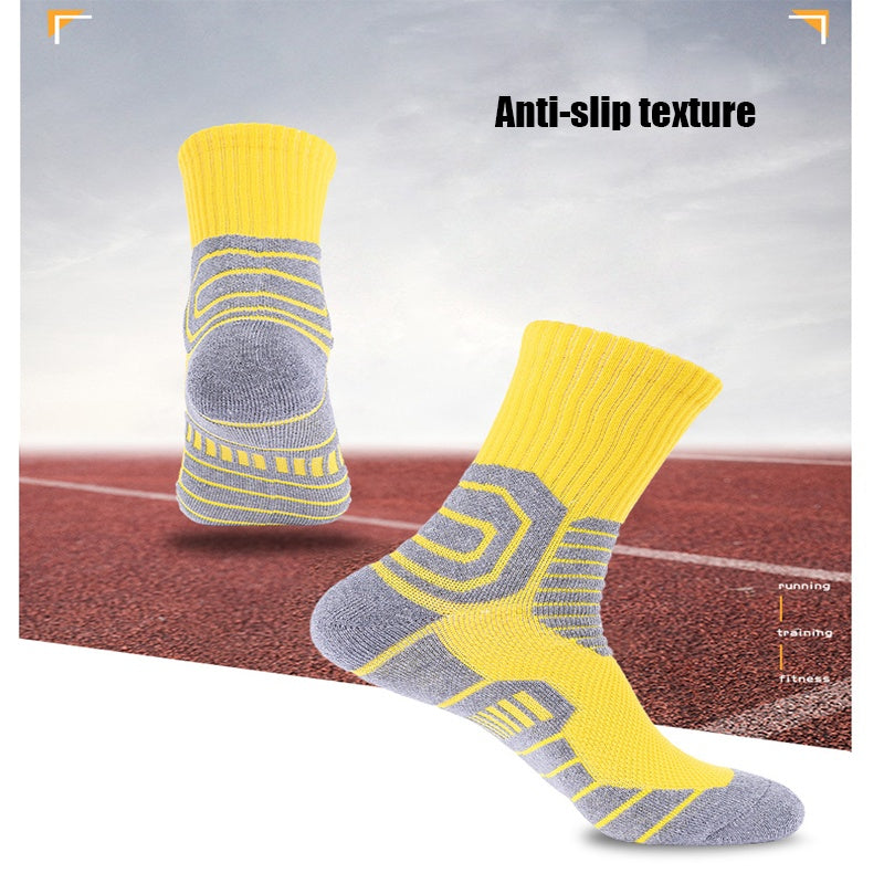 The Modalyst 8-Pair Mens Compression Running Socks are displayed featuring anti-blister protection and a non-slip design. Set against a track background, the socks are ideal for running, training, cycling, hiking, and fitness.